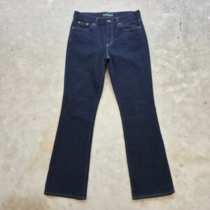 Lauren Ralph Lauren Jeans SZ 8 32x32 Blue Dark Wash Bootcut Flare High Waist Y2K
